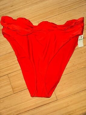 Aerie Ruffle Crossover High Waisted High Cut Cheeky Bikini Bottom Starburst XL